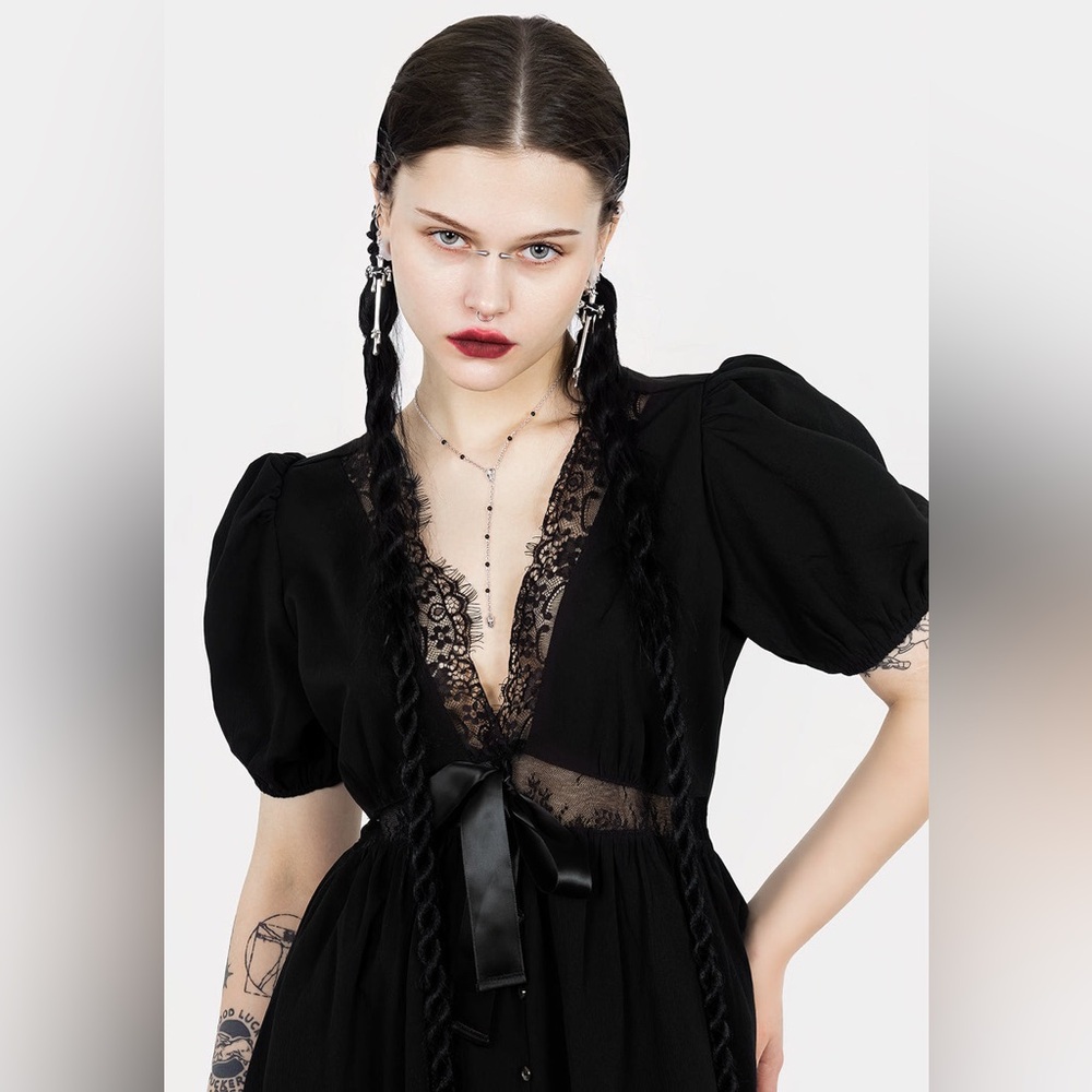NWT Disturbia Mortuary Lace Button Up Midi Dress Size US 16 / UK 20 - Picture 3 of 13